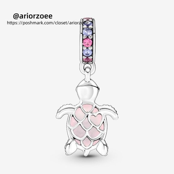 Pandora Murano Glass Pink Sea Turtle Dangle Charm - Picture 2 of 6